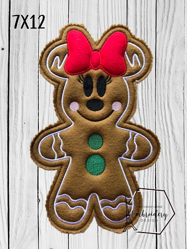 Mrs Mouse Gingerbread Paper Towel Embroidery Design - 7x12